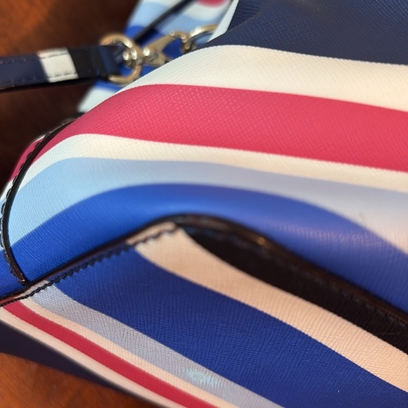 Kate Spade Satchel Crossbody bag striped red white blue black light blue NWOT - Picture 10 of 17